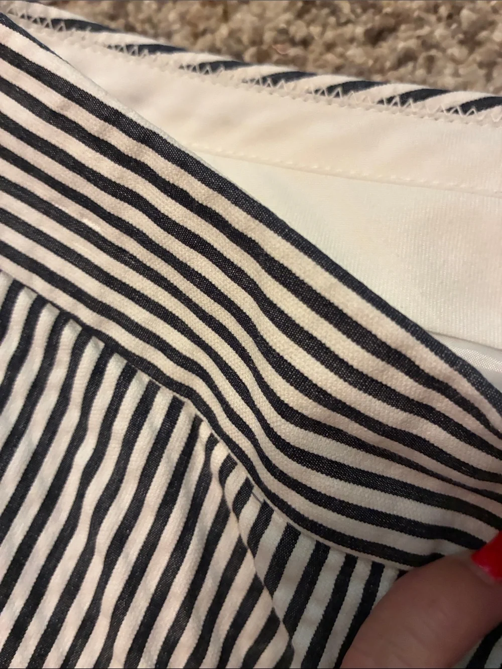 J. Crew Navy and White Striped Women's Trousers